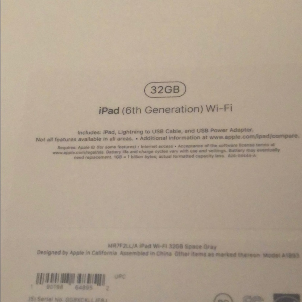 Unopened iPad. 32g 6th gen